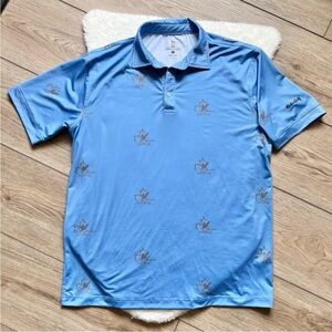 ROLO GOLF Blue Canadiana Print Polo Shirt Size XL